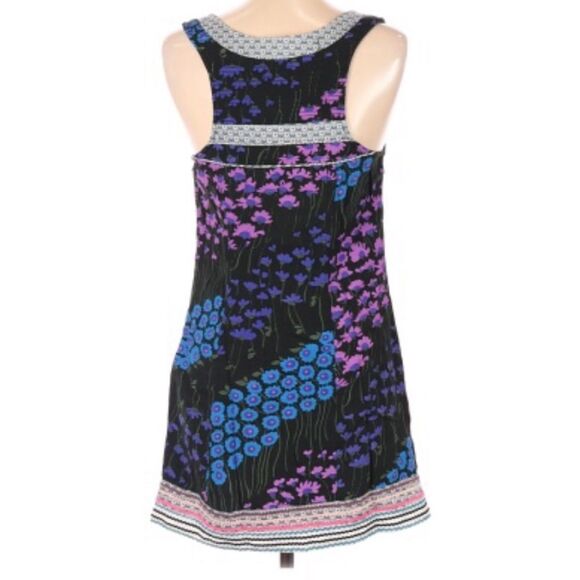 FREE PEOPLE | Floral Black Blue Purple Dress Multicolor Trim Women’s Size 0 - Picture 2 of 11